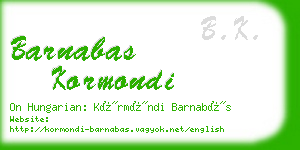 barnabas kormondi business card